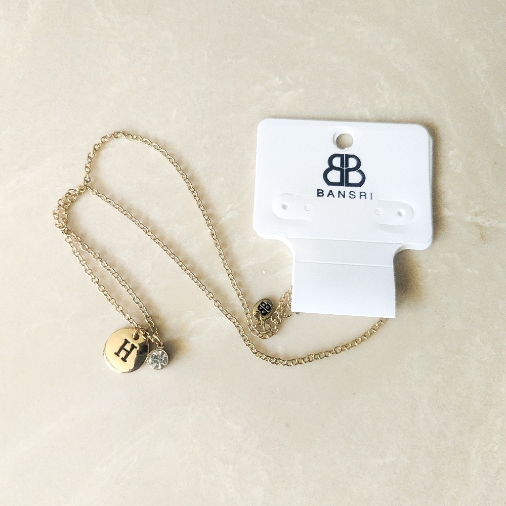 Bansri X Anthropologie H Initial Gold Monogram Necklace